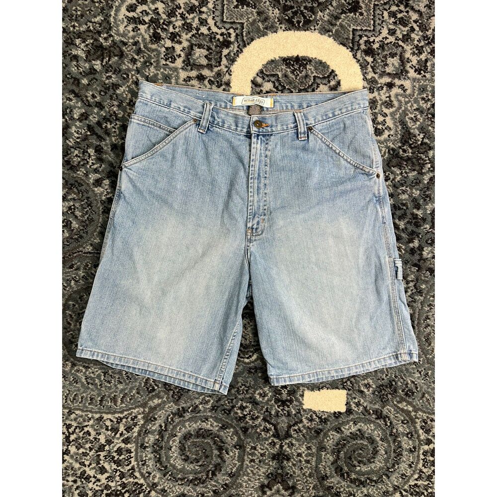 Vintage Urban Pipeline Men Jean Denim Light Blue Carpenter Shorts Size 36